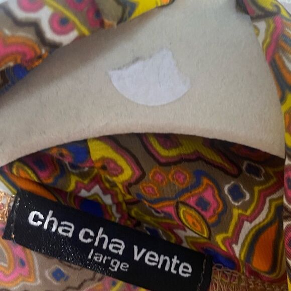 Cha Cha Vente Floral Open Front Lined Kimono Colorful Paisley Sz L - Picture 3 of 4